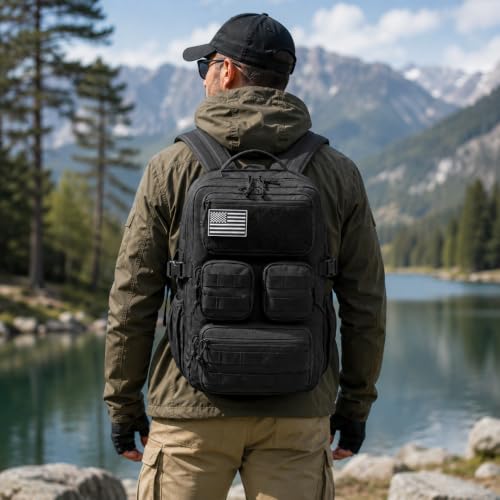 Image of Wotony Tactical Backpack for Men, 25L /35L /45L EDC Backpack with Laptop Compartment, MOLLE System, Water-Resistant 900D Fabric, Multi-Pocket Travel Backpack for Hiking, Camping, Gym and Daily Use