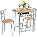 Yaheetech Set Mobili da Bar Tavolo e 2 Sedie Sala da Pranzo Cucina Piccoli Spazi Salvaspazio Balcone per 2 Persone in Legno e Metallo Sedia Portata 136 kg Beige