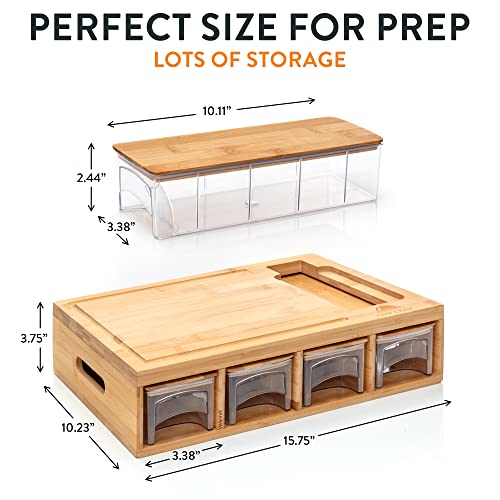 Chopping Board With Storage And Food Prep Station - Meal Prep Station, Bamboo Cutting Board With Juice Grooves, Four Containers & Assorted Graters #TOP7