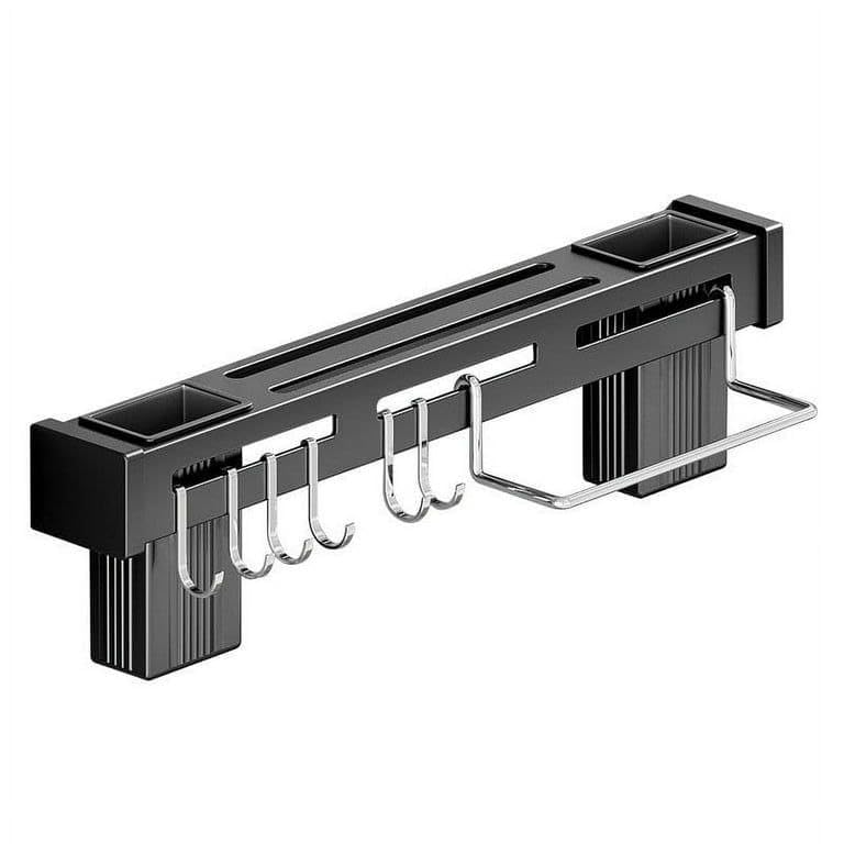 Modern Wall-Mounted Storage Rack, Black Metal, Detachable Design, Easy Installation, Multi-Hook Organization System for Bathroom Kitchen (2, black)-picture-24