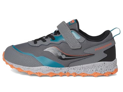 Saucony Kids (Vida) Peregrine KDZ AC Shield Sneaker, Grey/Teal, 12.5 Wide US Unisex Big_Kid4