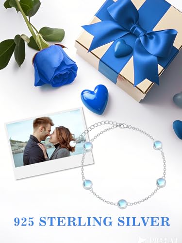 Image of Dorunmo Ankle Bracelet for Women 925 Sterling Silver Natural Stone Bracelet Anklet Summer Beach Jewelry Birthday Gifts for Mom