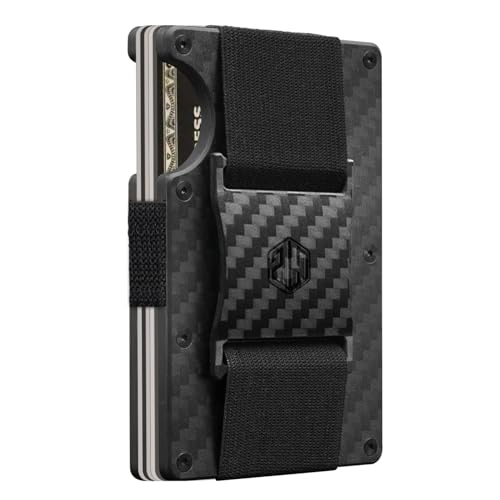 Haflyer Slim Wallet for Men, Pure Carbon Fiber Wallets, Ultralight RFID Blocking Credit Card Holder, Front Pocket Minimalist Wallets, Checkered style