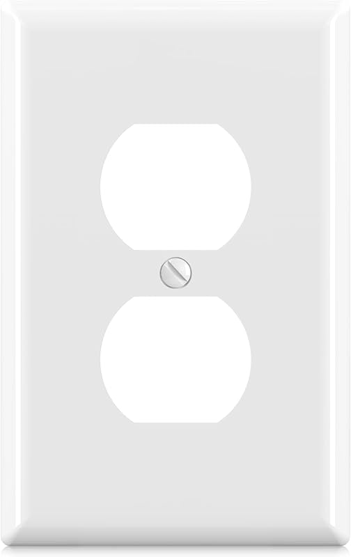 ELEGRP Duplex Receptacle Wall Plate, 1-Gang Mid Size Wall Outlet Covers, Unbreakable Polycarbonate Dual Outlet Faceplates Covers, UL Listed, Color-matched Screws Included (1 Pack, Glossy White)