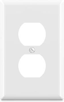 ELEGRP Duplex Receptacle Wall Plate, 1-Gang Mid Size Wall Outlet Covers, Unbreakable Polycarbonate Dual Outlet Faceplates Covers, UL Listed, Color-matched Screws Included 1 Pack, Glossy White