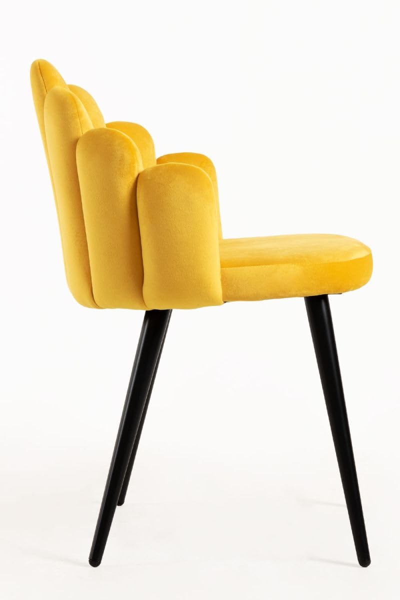 Regalos Miguel - Sillas Comedor - Silla Hand Terciopelo Patas Negras - Amarillo