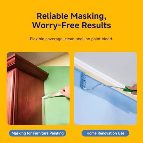 Image of Masking Tape, 2 Inch x 55 Yards (1 Roll) - Medium Adhesion White Painter's Tape for Automotive Spray Painting, Arts & Crafts, Home DIY | Hand Tearable, Multi-Surface |