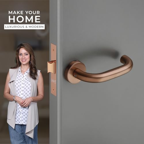 Image of LAPO Lock Set for Bathroom & Balcony Door | 45x45mm Lock Body | Brass Latch | Compatible with 30-50mm Door | Keyless Operation | Rose Gold Finish | Left-Right Opening Fit | 3 Years Warranty | CMH-6T