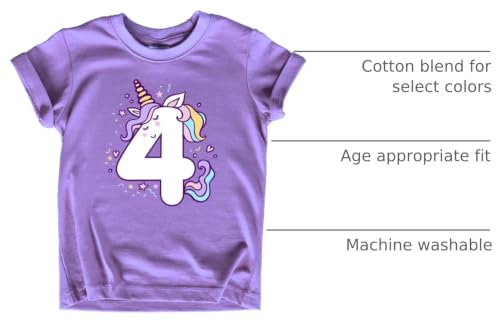 Image of Unicorn 4th Birthday Shirts for Toddler Girls Outfit 4 Year Old Fourth Four Shirt