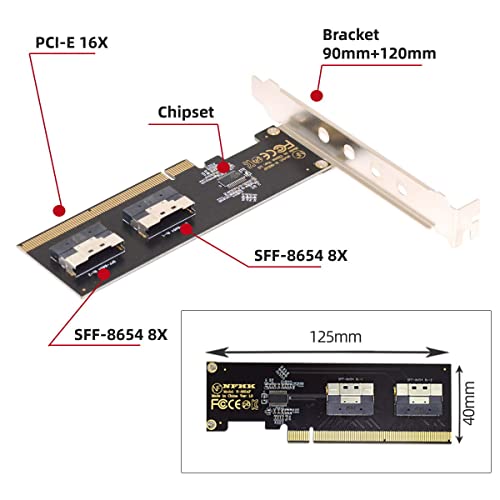 Image of CY Card Dual Slimline SFF-8654 8X 4 NVME to PCIE Express 3.0 4.0 Raid Card VROC Raid0 Hyper Adapter