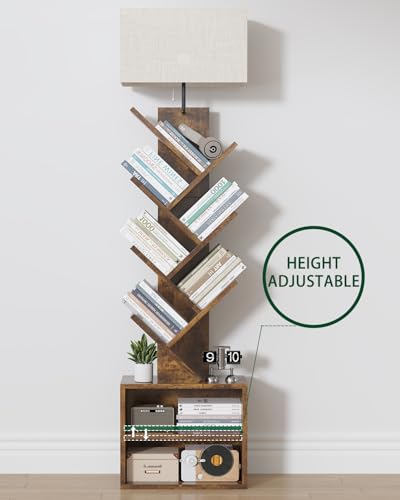 FFFlowerBBBook Tier Tree Bookshelf,Small Bookcase with Storage Cabinet, Modern Tall Narrow Bookshelves Organizer, - Image 6