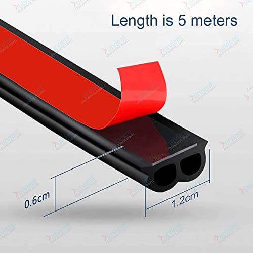 Image of com B Shape Weather Strip Soundproofing Rubber Seal for Car Truck (Self Adhesive) - (5 Meters)