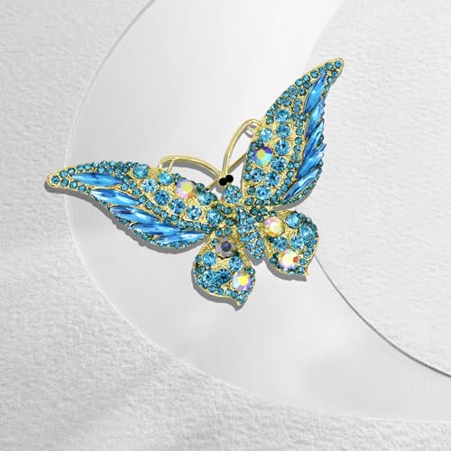 Elegant Gold Animal Brooches with Blue Crystal Butterfly – Fashion Jewelry Accessories for Women - Image 6