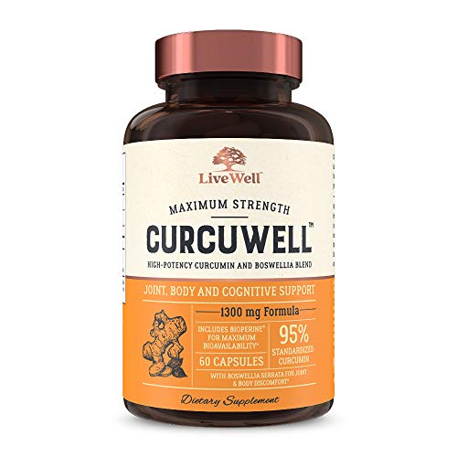 CurcuWell - Curcumin and Boswellia Blend | Maximum Strength Joint, Body and Cognitive Support - 30 Day Supply