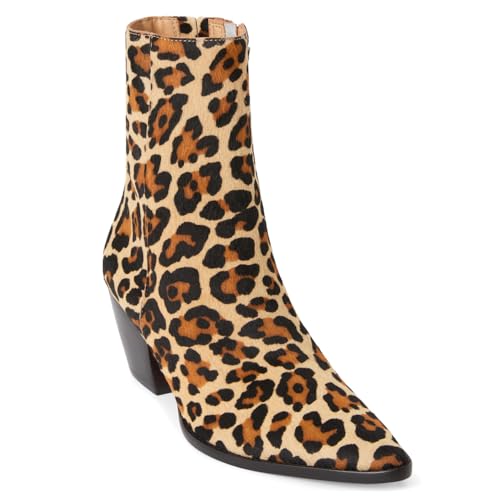 Image of Matisse Womens Caty Leopard Pointed Toe Casual Boots Ankle Mid Heel 2-3 inch - Beige, Brown