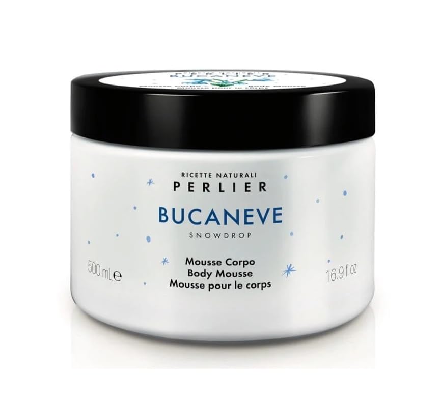 Perlier Bucaneve Snowdrop Body Mousse, Moisturizing Body Cream with Angelica Extract, 16.9 oz