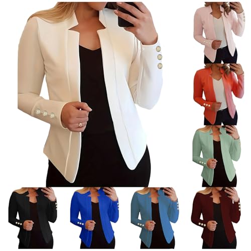 Womens Casual Long Sleeve Blazer Open Front Blazers Suit Slim Fit Cropped Work Office Blazer Jackets3