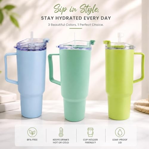 Image of SR Plastic Tonny Tumbler with Handle, Straw & Lid, - Mug with Lid | Reusable Plastic Coffee Sipper Mugs with Lid & Straw | Large Tumbler for Travel Mug Water Cup for Gym, Office & Outdoor Use (Pink)