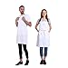 BIGHAS Adjustable Bib Apron with Pocket Extra Long Ties for Women Men, 18 Colors, Chef, Kitchen, Home, Restaurant, Cafe, Cooking, Baking (White)