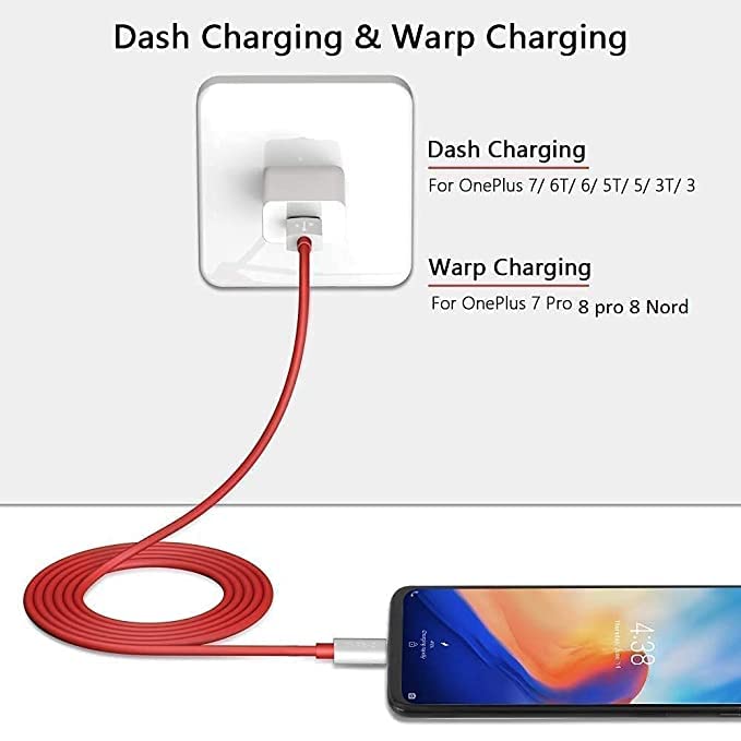 Image of OriginaI 30w Warp Dash Charger Adapter & USB to C Cable Compatible with Oneplus Nord CE 5G,Nord,One Plus 7,7T,7 Pro,7T Pro,6T & One Plus Series (30 Watt Charger)