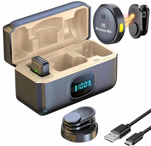Image of TP MAX DuAl WiReLeSs LaVaLiEr MiCrOpHoNe FoR aNdRoId & iPhOnE | NoIsE cAnCeLlAtIoN | PlUg & PlAy | MiNi ClIp MiC fOr ViDeO rEcOrDiNg | VlOgGiNg & LiVe StReAmInG wItH cHaRgInG cAsE (EQ08) (Q8)