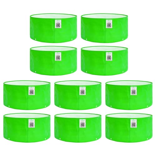 Image of Anandi Green's HDPE Uv Protected 260 GSM Round Green Colour Plants Grow Bags Suitable for Terrace and Vegetable Gardening 12x6 Inch Pack of 10 Grow Bags