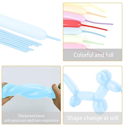 Image of ZNHIS 260 Balloons Kit - 100pcs Long Macaron Blue Balloons for Arch, Animals, and Twisting