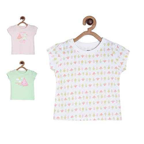 Image of miniklub Girls Pack of 3 Printed Pure Cotton Top