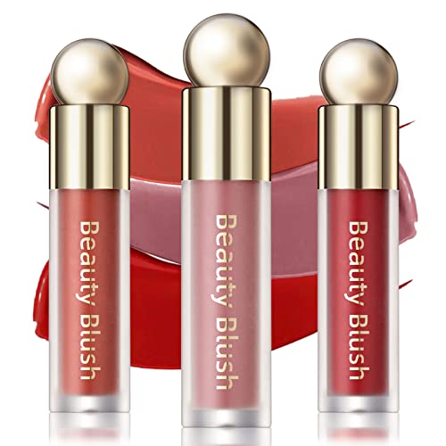 Newbang 3Pcs Liquid Blush Set Natural Matte Finish Velvet Beauty Soft Dewy Blusher Makeup Stick For Cheek Tint Moisturizing Blendable Waterproof Cream Face Blusher Rouge Rubor #TOP16