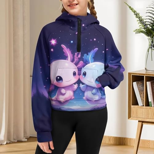 Girls Half Zip Sweatshirts Fleece Zipper Hoodie Size 5-14 Causal Soft Pullover Sweatshirts Crop Top Fall Clothes3