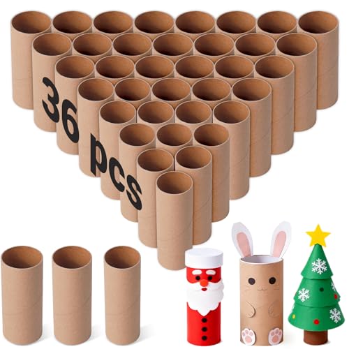 Czoynife Brown Cardboard Tubes for Crafts 36Pack Bulk Paper Rolls for Kids DIY Classroom Art Supplies Holiday Decor (1.38x3.98 1.57x3.98 1.69x3.98)