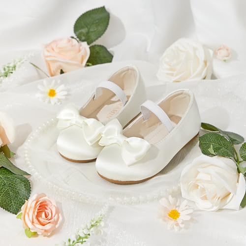 Image of PHIRAMIN Toddler Flower Girl Dress Shoes - Little Girl Ballet Flats Bow Wedding Party