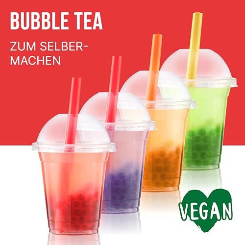 INSPIRE FOOD Bubble Tea Pearl Mix, Pack of 4 Popping Boba Fruit Pearls, Strawberry, Mango, Green Apple, Blueberry Tapioca Pearls, 100% Vegan and Gluten-Free, No Artificial Colours, 100 g Each