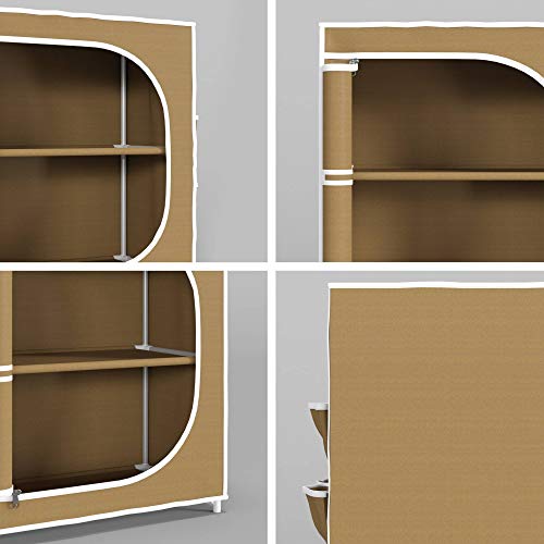 Image of COROID Digital Printed Multipurpose 6 Shelve Wardrobe,Foldable,Collapsible Fabric Wardrobe Organizer for Clothes Drawers Portable Wardrobe Clothing Space Saving Wardrobe (4-Layer, Coffee)