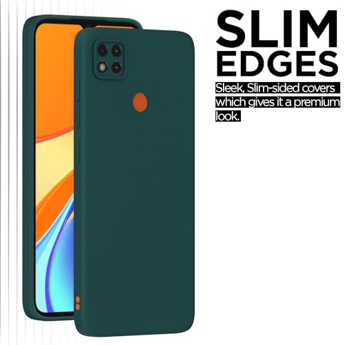 Image of Outlouders Back Cover for Redmi 10A / 10A Sport /Redmi 9 /9 Activ / 9C / Poco C31 | Camera Protection | Durable Soft Matte Silicone Bumper Case (Green)