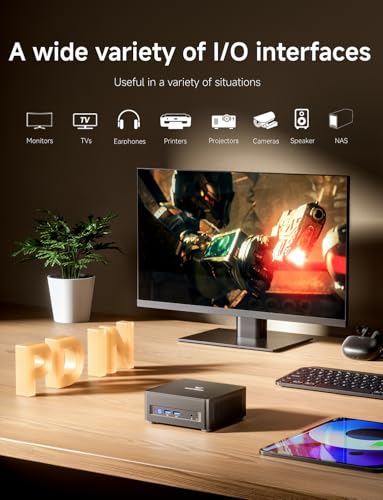 Image of MINISFORUM UM690L Slim Mini PC, AMD Ryzen 9 6900HX Mini Computer (8C /16T, up to 4.9 GHz), 16GB LPDDR5 and 1 TB PCIe 4.0 SSD, DP /HDMI 2.1 /USB 4, 4 x USB Type-A, WiFi 6E /BT 5.3