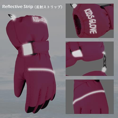 Image of TRIWONDER Kids Winter Ski Snow Gloves Children Snowboard Gloves Cold Weather Waterproof for Boys Girls Toddler (Rose Red, L (11-14 years old))