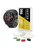iDaPro [4 Stück Displayschutzfolie für Garmin Fenix E 47mm schutzfolie + [4 Stück] Silikon Anti-Staub-Stecker,Härtegrad 9H, Anti-Fingerabdruck, Kratzfest,Blasenfrei