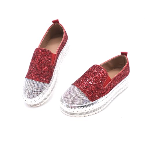 Image of Women's Fashion Rhinestone Slip On Sneakers Casual Comfort Platform Walking Shoes Cute Bowknot Glitter Bling Loafers