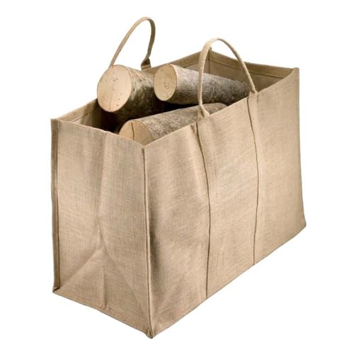 FACILITYS - Sac à Bûches, en Toile de Jute - Sac de Transport pour Bois de Chauffage, 64,5 x 30 x...