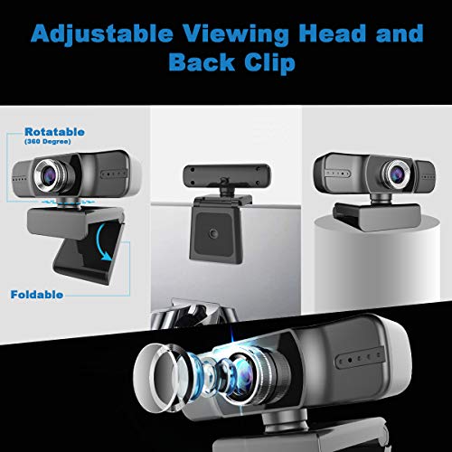 Full 1080P Webcam, Webcam with Microphone, Computer Camera for Calling, Conferencing, Live Streaming, Manual Focus Web Camera for PC, Laptops, and Desktop