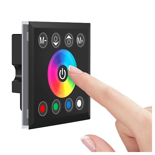 RGBZONE RGB LED Dimmer Wall Switch,Wall- Mounted Plastic Cover Touch Panel Switch for DC 12V-24V 3528 5050 Multi-Color RGB RGBW LED Strip Lighting