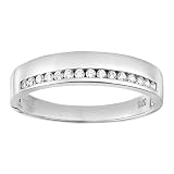 Citerna 9 ct White Gold Wedding Band with CZ Stones Channel Set