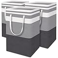 ToteTastic 3-Pack Laundry Basket, Freestanding?Waterproof Laundry Hamper, Collapsible Tall Clothes Hamper with Easy Carry Handles for Clothes, Towels?Toys in the Family and Dorm,Gradient Grey,75L