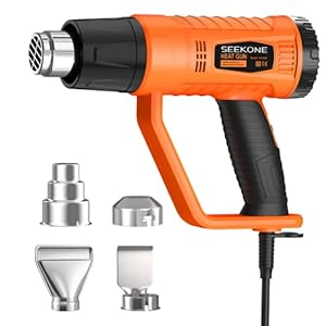 SEEKONE Heat Gun 1800W Heavy Duty Fast Heat Hot Air Gun Kit with 752℉&1112℉（400℃-600℃） Dual-Temperature Settings and 4…