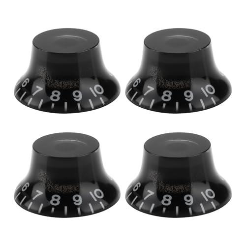 Briny River 4PCS Guitar Bell Top Hat Reflector Knobs Compatible with Les Paul Electric Guitar 26x13mm Shaft 6mm 24, Black