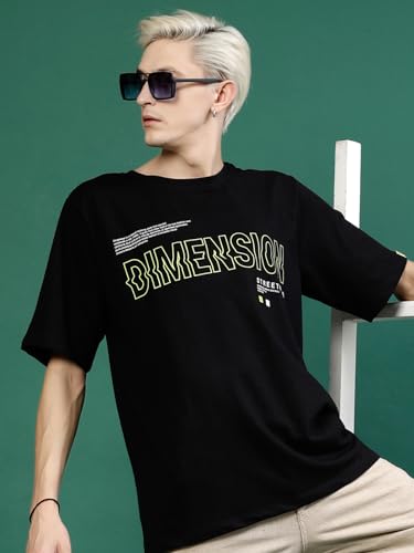 Image of Rigo Back Printed Half Sleeves Round Neck Oversized T-Shirt for Men | Drop Shoulder T-Shirt for Men | Loose Baggy Fit T-Shirt for Men