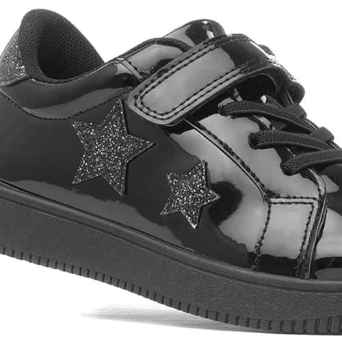 Xl Kids Black Easy Fasten Patent Trainer - Size 11 Child Uk - Black - 6