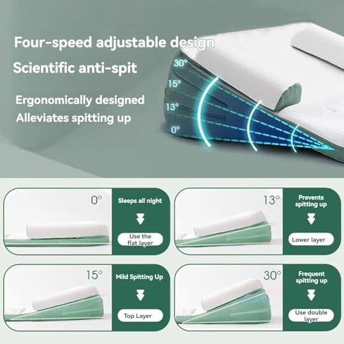 بيونتي كرسي نوم للاطفال، وسادة مضادة للارتجاع، سرير سفر قابل للتعديل بارتفاع 0-30 درجة، يخفف القيء الحليب، قابل للغسل، قماش جيد التهوية، سرير سفر لحديثي الولادة والرضع (بني) (A)