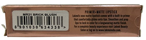 Image of Lakme 9 to 5 Primer + Matte Lip Stick - MR21 Brick Blush, 3.6g Carton